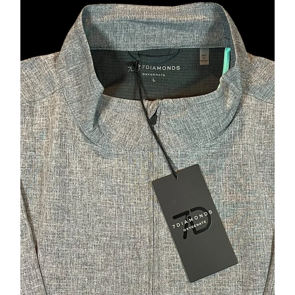 7 Diamonds Oxygenate 1/4 Zip Pullover Lightweight Quick Dry Stretch Grey Size L